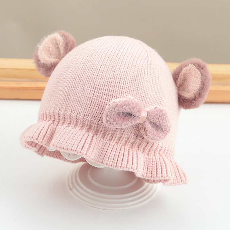 huayangtu女宝宝帽子秋冬季毛线帽婴儿可爱超萌冬天婴幼儿童公主洋气