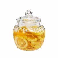 玻璃储物罐 泡菜坛子腌菜 厨房收纳玻璃密封罐 竖纹1250ML