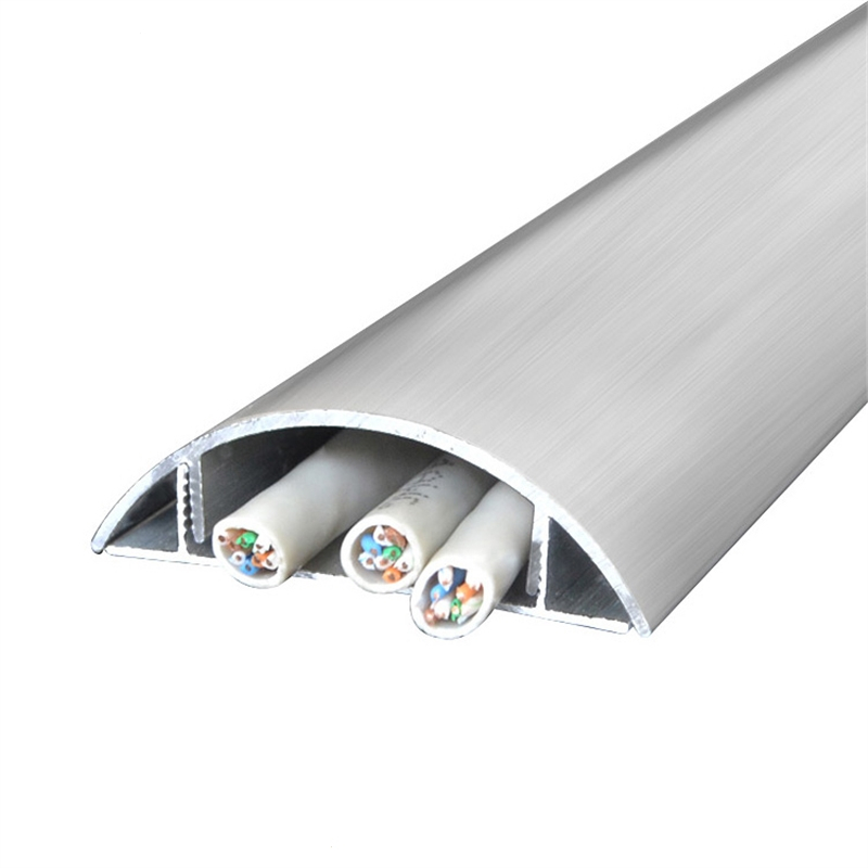 不锈钢地线槽回固明装弧形铝合金地面明线走线电线金属半圆防踩压电线