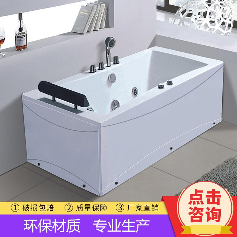 厂家批长方形亚克力浴缸家庭单双人SPA按摩浴缸简约型酒店浴缸波迷娜BOMINA高清大图