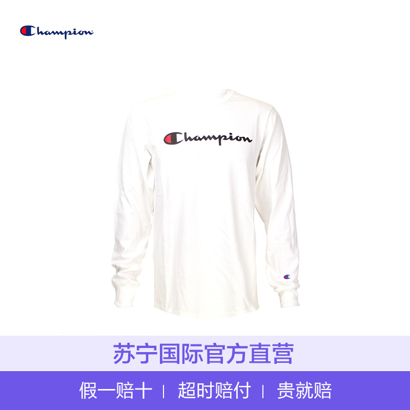 [直营]Champion冠军潮牌男士草写字母印花全棉长袖T恤打底衫GT47 Y06136