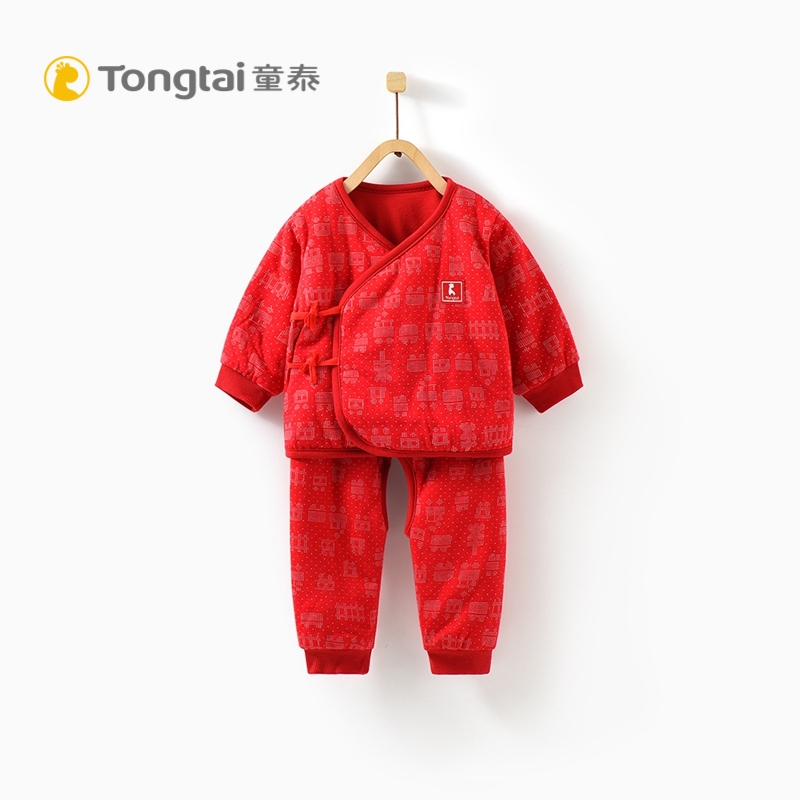 童泰秋冬婴儿衣服新生儿棉服和服套装0-3月男女宝宝开档裤两件套
