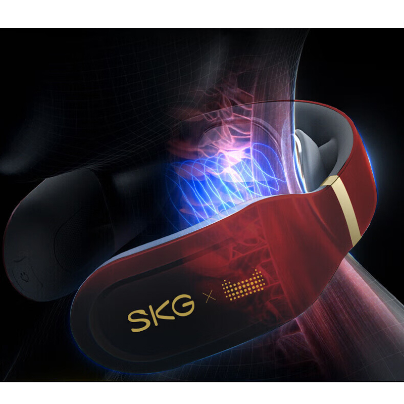 SKG颈椎按摩器颈部按摩仪热敷脖子智能多功能护颈仪4998AI款-红色 1台装高清大图
