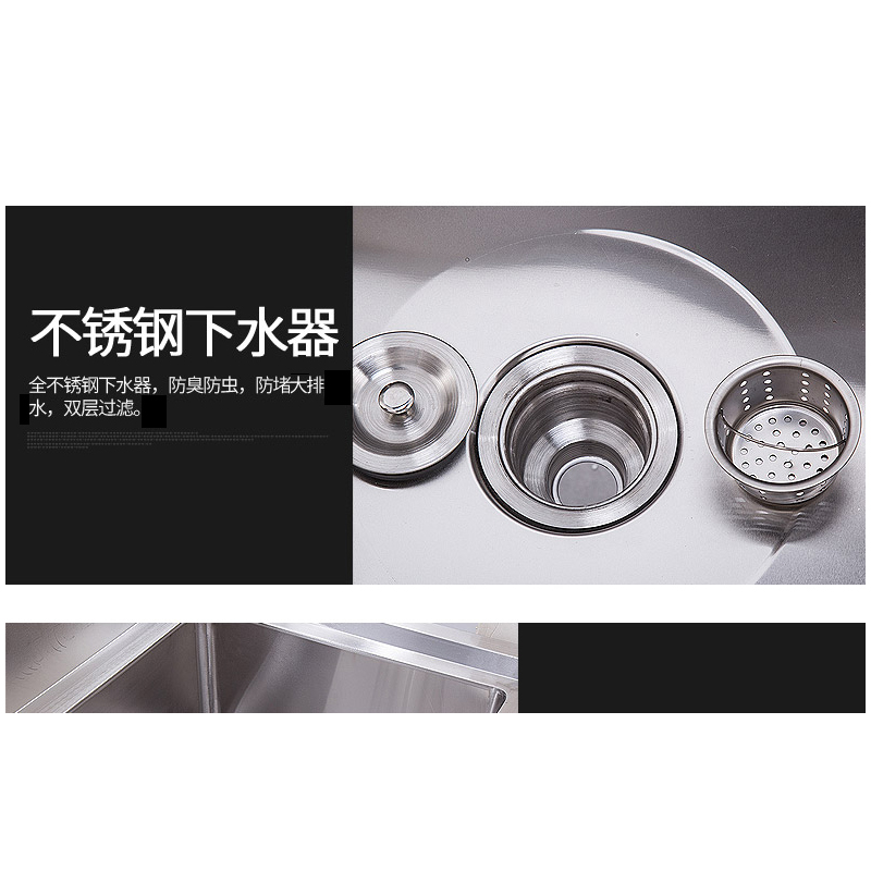 乐创商用洗碗池定制不锈钢厨房水槽单双槽饭店洗碗盆洗菜池洗刷台 单星沥水池 1200*600*800mm (1.0mm厚)高清大图