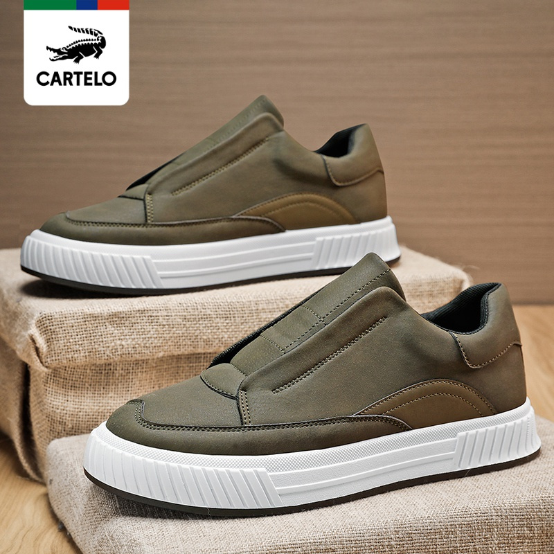 鳄鱼cartelo新款一脚蹬鞋子男休闲鞋男士潮流板鞋百搭懒人鞋男鞋