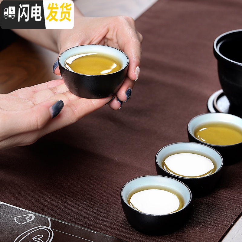 三维工匠旅行茶具套装便携式小包快客杯一壶二三四两杯单人泡茶壶功夫茶杯 T51-02D依猫一壶四杯高清大图