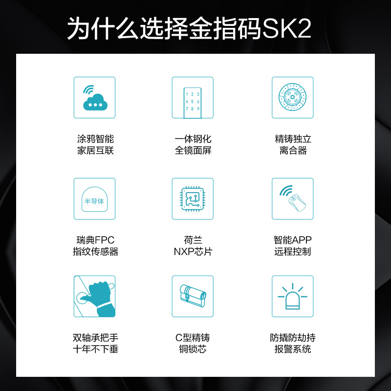金指码智能锁指纹锁 家用防盗门电子门锁SK2