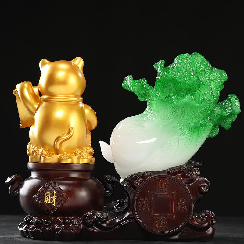 美帮汇白菜摆件工艺品创意猫店铺收银台开店送礼开业礼品高清大图