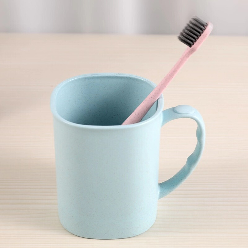 绿之源 洗漱杯小麦漱口杯子 情侣牙刷杯牙具杯成人儿童便携式杯子男女通用牙杯出差塑料牙缸单只装颜色随机