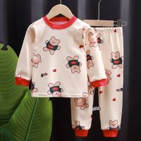 儿童秋衣秋裤套装男童女童春秋透气内衣中大童家居服保暖睡衣_455 130 套装/欢乐熊仔.