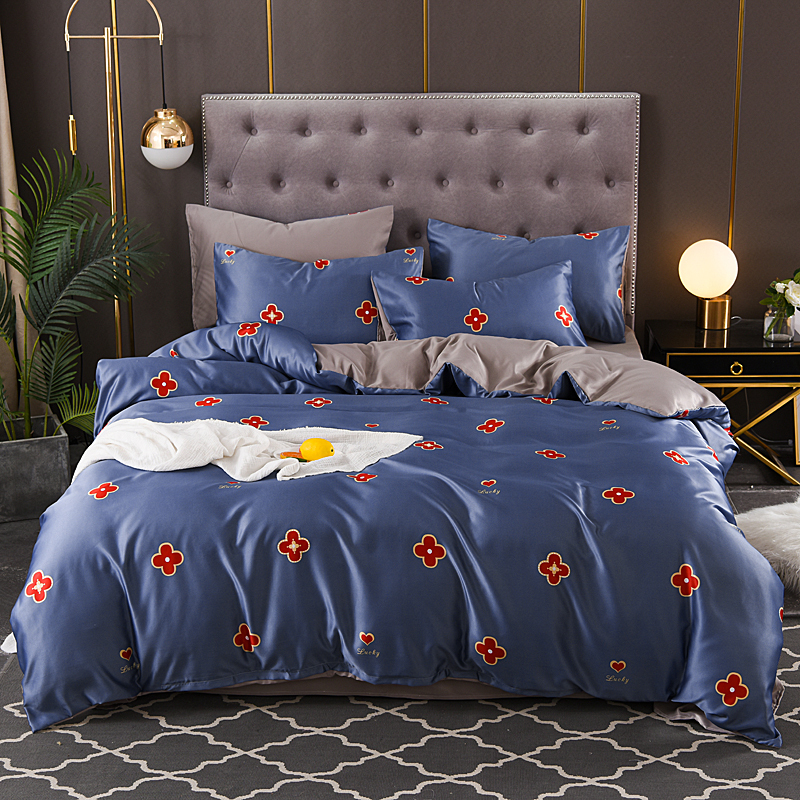 黛格水洗真丝时尚印花四件套被套床单枕套单双人家纺床上用品