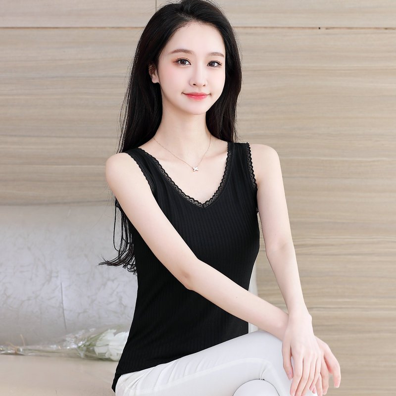 伊努特美背小吊带背心女内搭打底衫春装夏上衣蕾丝花边黑白色百搭外穿