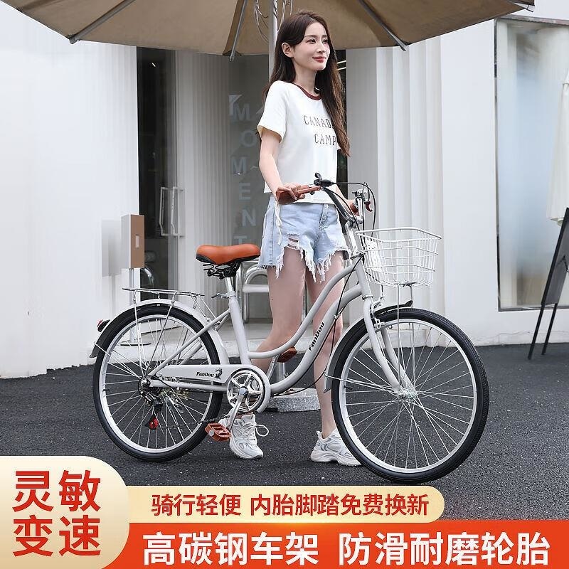 新款轻便变速自行车成人男女通用免充气胎通勤单车20 22 24寸高清大图