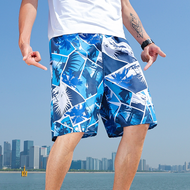 宽松速干睡裤男士沙滩裤运动五分花短裤休闲七分大裤衩泳裤男沙滩裤