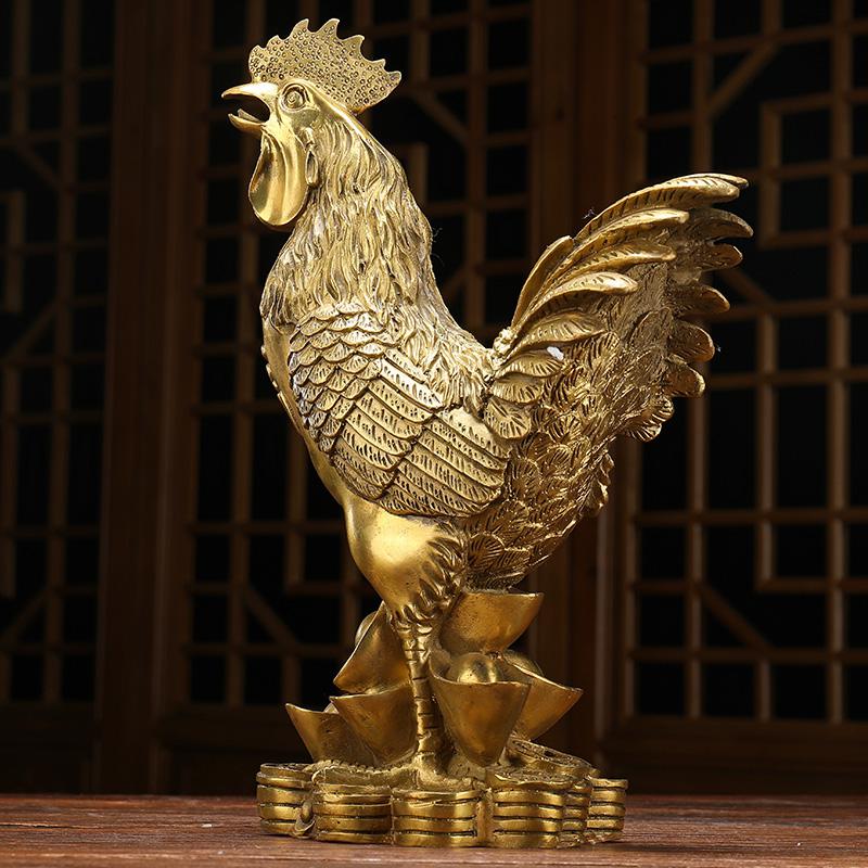 美帮汇铜鸡摆件 铜公鸡摆设铜元宝金鸡客厅装饰工艺摆件高清大图
