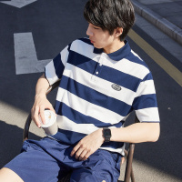 唐狮 男士polo衫短袖男小标宽条纹短袖polo短袖polo衫