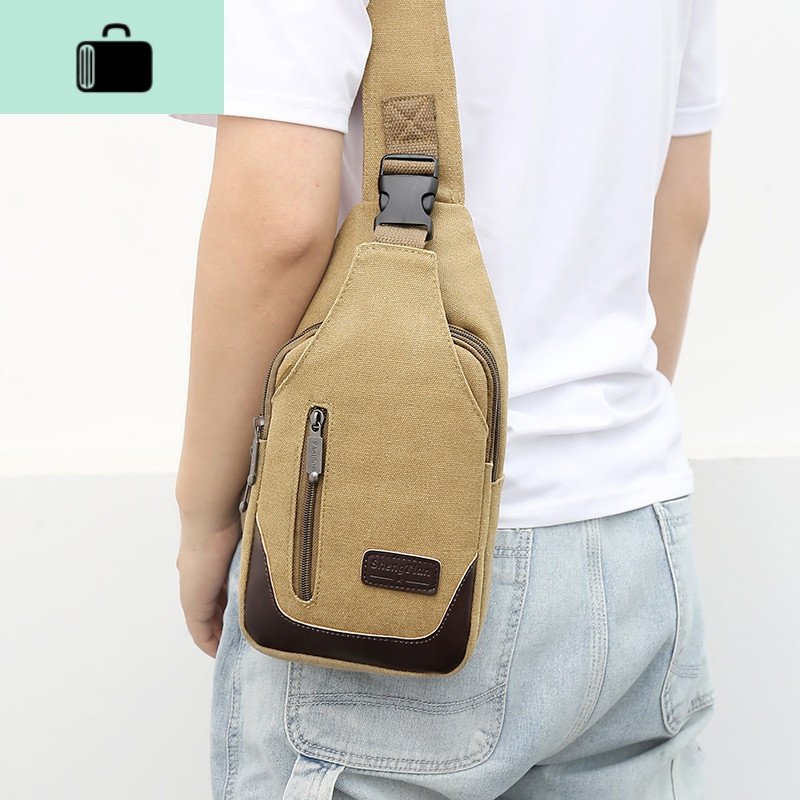 新款胸包男士斜挎包帆布单肩包韩版潮斜跨胸前包休闲小背包男包包new