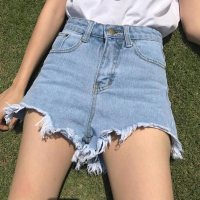 牛仔裤短裤2018夏季女装新款韩版毛边水洗休闲高腰显瘦直筒热裤子