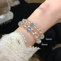 为晚赵露思同款天然白水晶海蓝宝手串手链高颜值学生党显白ins风 近净体天然白水晶海蓝宝手串8mm