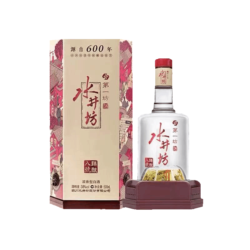 水井坊52度臻酿八号500ml*1瓶浓香型送国台国标酱香型53度500ml*1瓶白酒