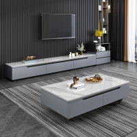 欧梵森 岩板茶几电视柜组合小户型客厅家具轻奢意式风岩板现代简约套装北欧大小户型极简百搭储物柜