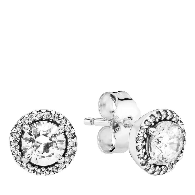 pandora圆形闪耀耳环镶嵌立方氧化锆优雅女款饰品