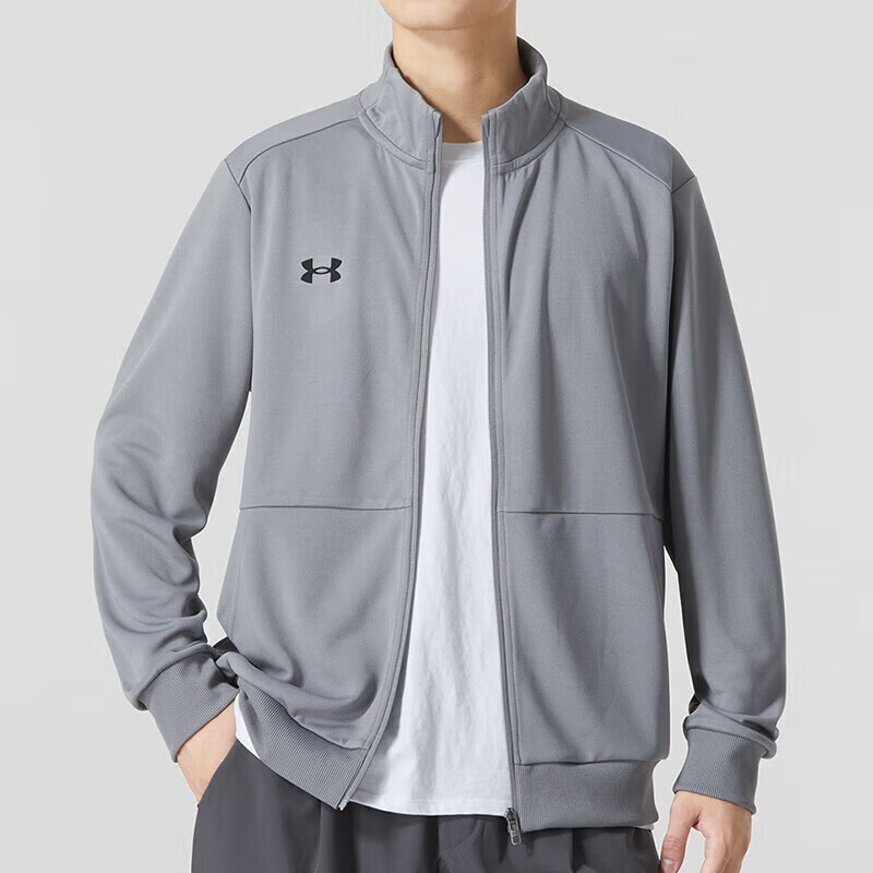 安德玛(Under Armour)男子新款健身跑步简约运动针织立领夹克外套25600404-001 ZP 23600304-014/深灰 5XL