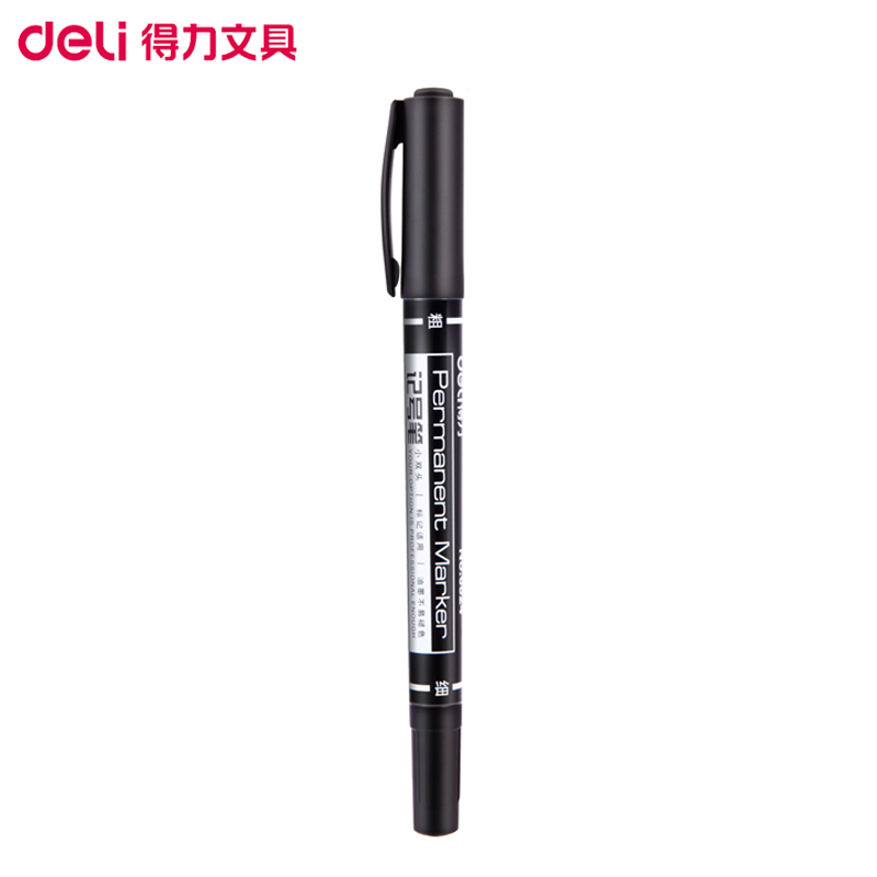 得力(deli)6824小双头记号笔黑色(单位:支)防水描线笔油性笔勾线笔马克笔