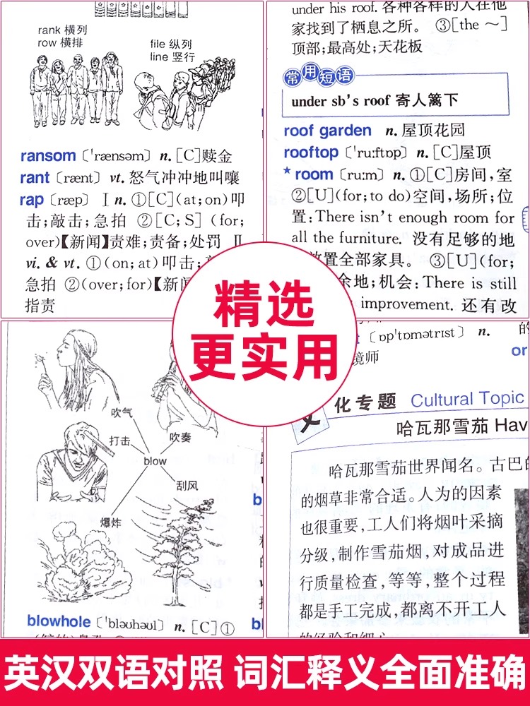 [正版]2024新编双色本新英汉词典初中高中小学生英语词典实用汉译英双解互译多全功能工具书英语字典英文单词汇解释小本可携高清大图