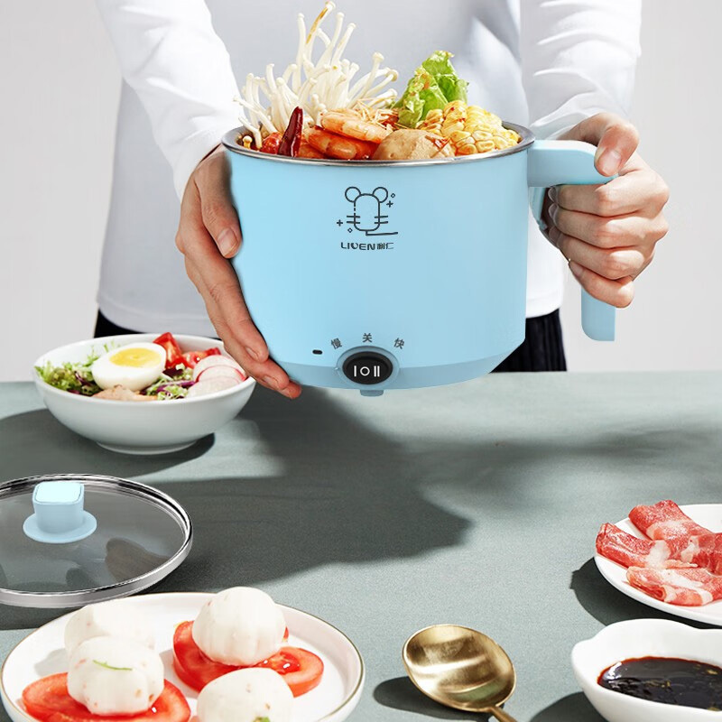 利仁电煮锅1L上蒸下煮多功能电煮锅不锈钢内胆宿舍锅LPHG-5高清大图