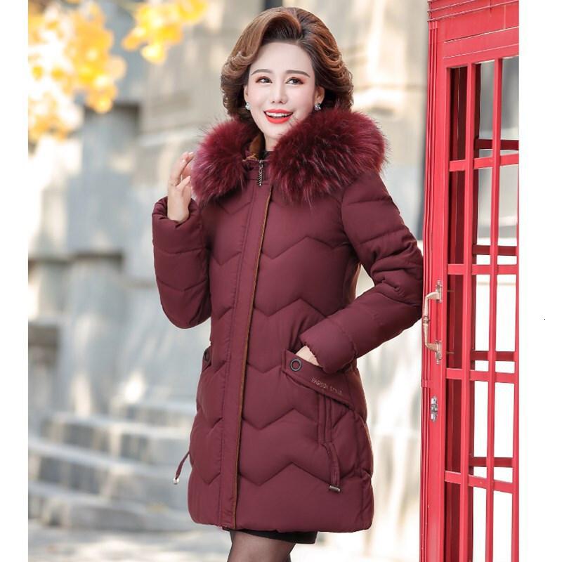 迪鲁奥（DILUAO)40岁50岁妈妈穿的羽绒服2021新款修身中长款女冬装韩版外套_979_238_227 5XL135-150斤 酒红色