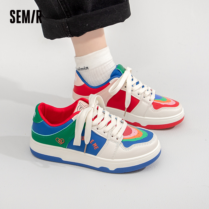 semir鸳鸯鞋女彩虹鞋子2023秋季新款ins潮小白鞋时尚百搭休闲板鞋