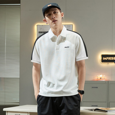 [1.5折价41元]唐狮男polo衫男polo衫男短袖男撞色拼块polo衫