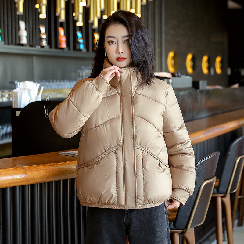 羽绒棉服棉衣女短款冬季2023年新款小个子时尚轻薄小棉袄加厚外套 卡其 S