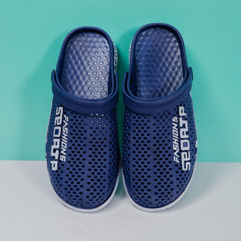 新款男士洞洞鞋透气韩版沙滩男凉鞋两用情侣厚底潮流外穿凉拖鞋凉 宝蓝色 43（正码）
