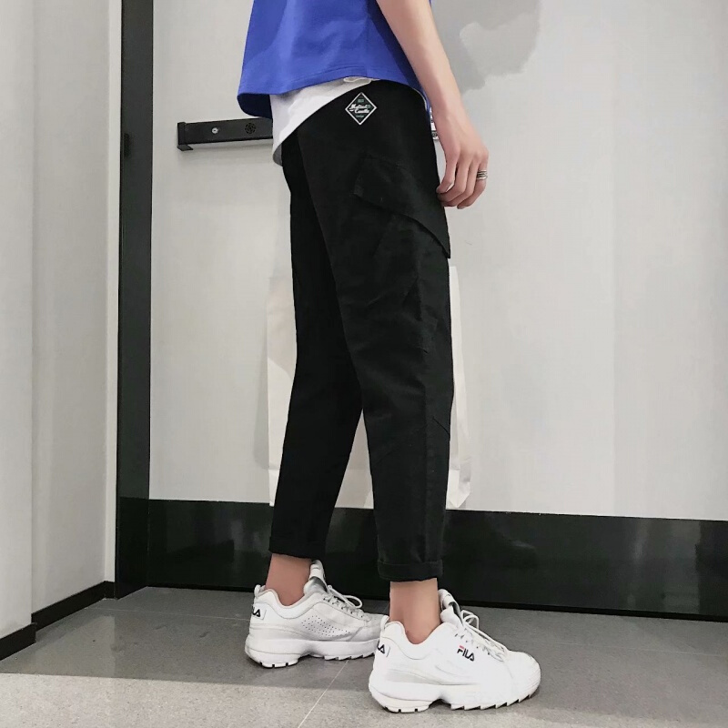 裤子男韩版潮流运动裤九分裤学生休闲裤宽松哈伦裤男小脚工装裤潮