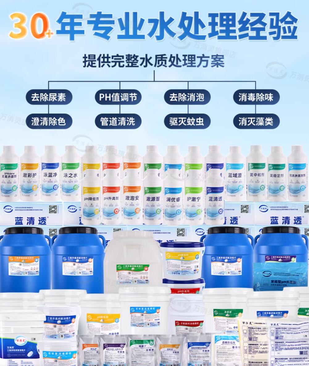 万消灵环保除藻剂游泳池水上乐园温泉杀藻灭藻水处理剂12瓶/箱高清大图