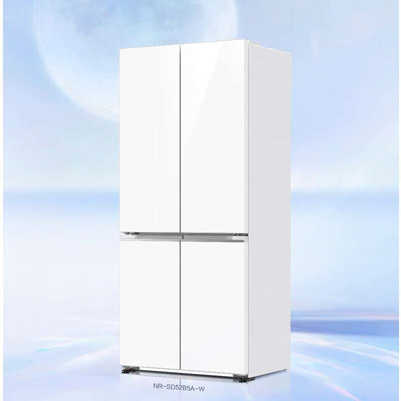 松下白月光 NR-SD52B5A-W 十字对开门冰箱 512升家用 自冰舱 高湿度保鲜 鸥翼全开铰链 -3°C微冻