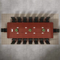 质凡办公家具大型会议桌油漆贴实木皮洽谈培训会客桌大会议室桌