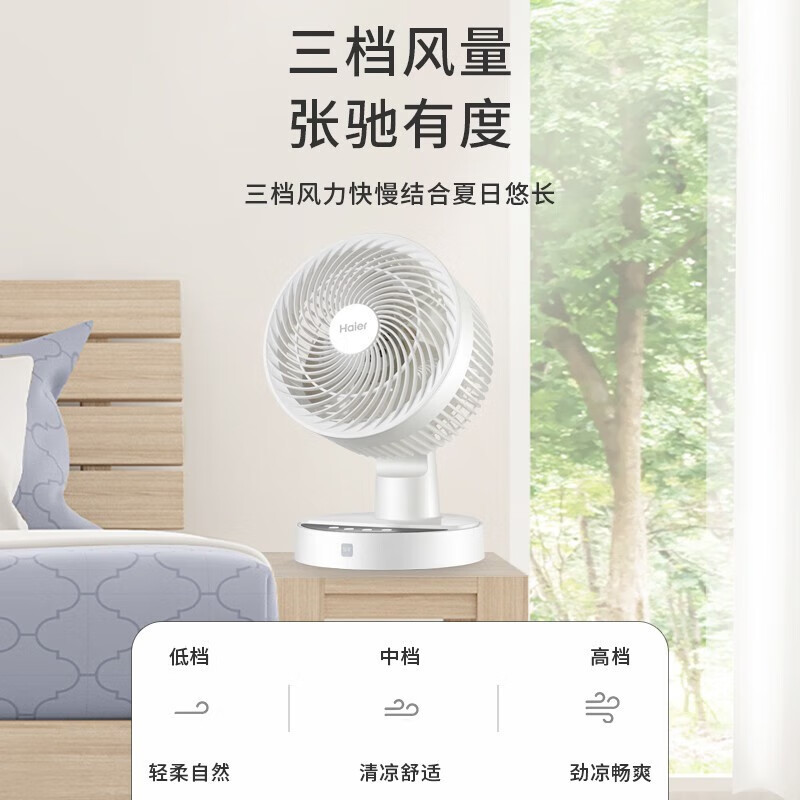 海尔(Haier)空气循环扇台式风扇家用电风扇上下左右摇头小风扇电扇涡轮换气扇循环对流电风扇HFX-TY2025 遥控款高清大图