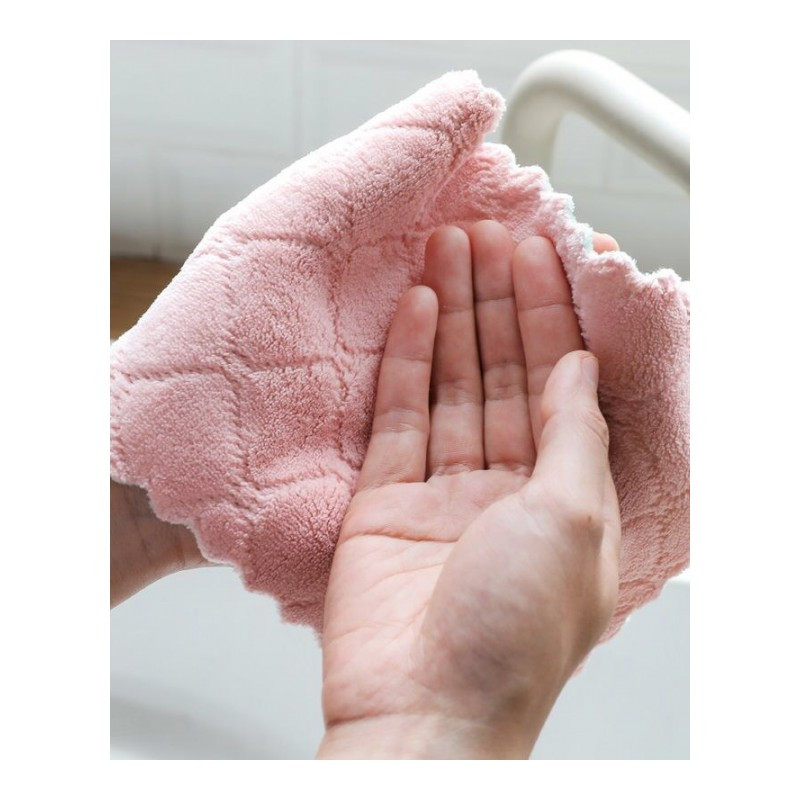 格纹不沾油双面抹布[颜色随机] 5条装[家庭必备] 不沾油不毛抹布厨房吸水擦桌擦碗洗碗布擦手巾百洁布家务清洁巾