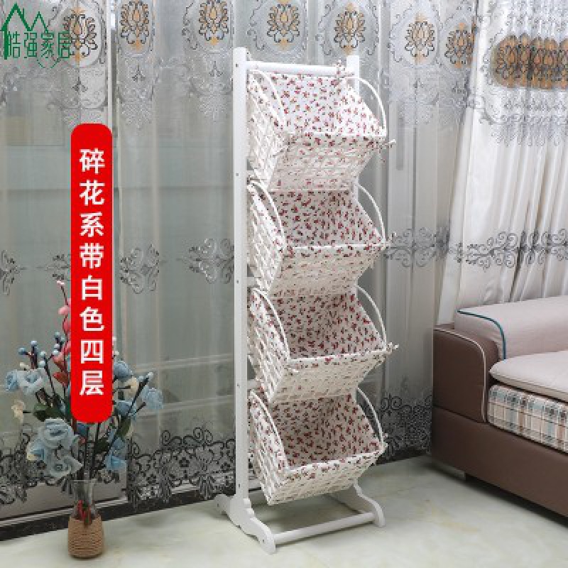 家用吊篮置物架木落地玩具筐子藤编储物架杂物客厅卧室收纳架多层高清大图