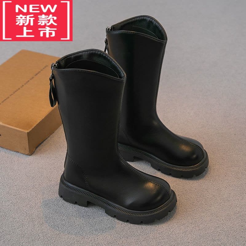 可莉允女童靴子2022冬季新款儿童鞋子加绒二棉皮靴洋气高筒靴长靴棉靴潮图片