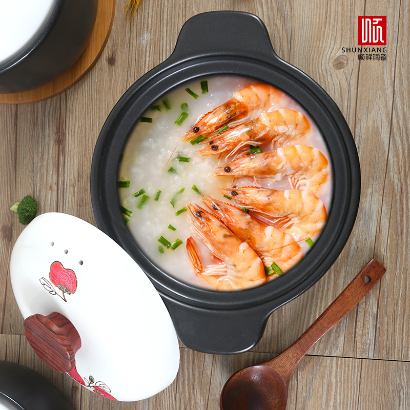 顺祥砂锅煲汤锅 陶瓷炖汤煲仔饭炖锅 韩式广府煲4.5L(柿柿如意)高清大图