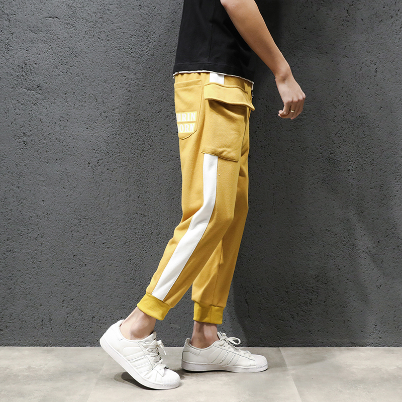 2018春夏新品男款休闲裤松紧腰九分卫裤青少年韩版宽松加大码哈伦