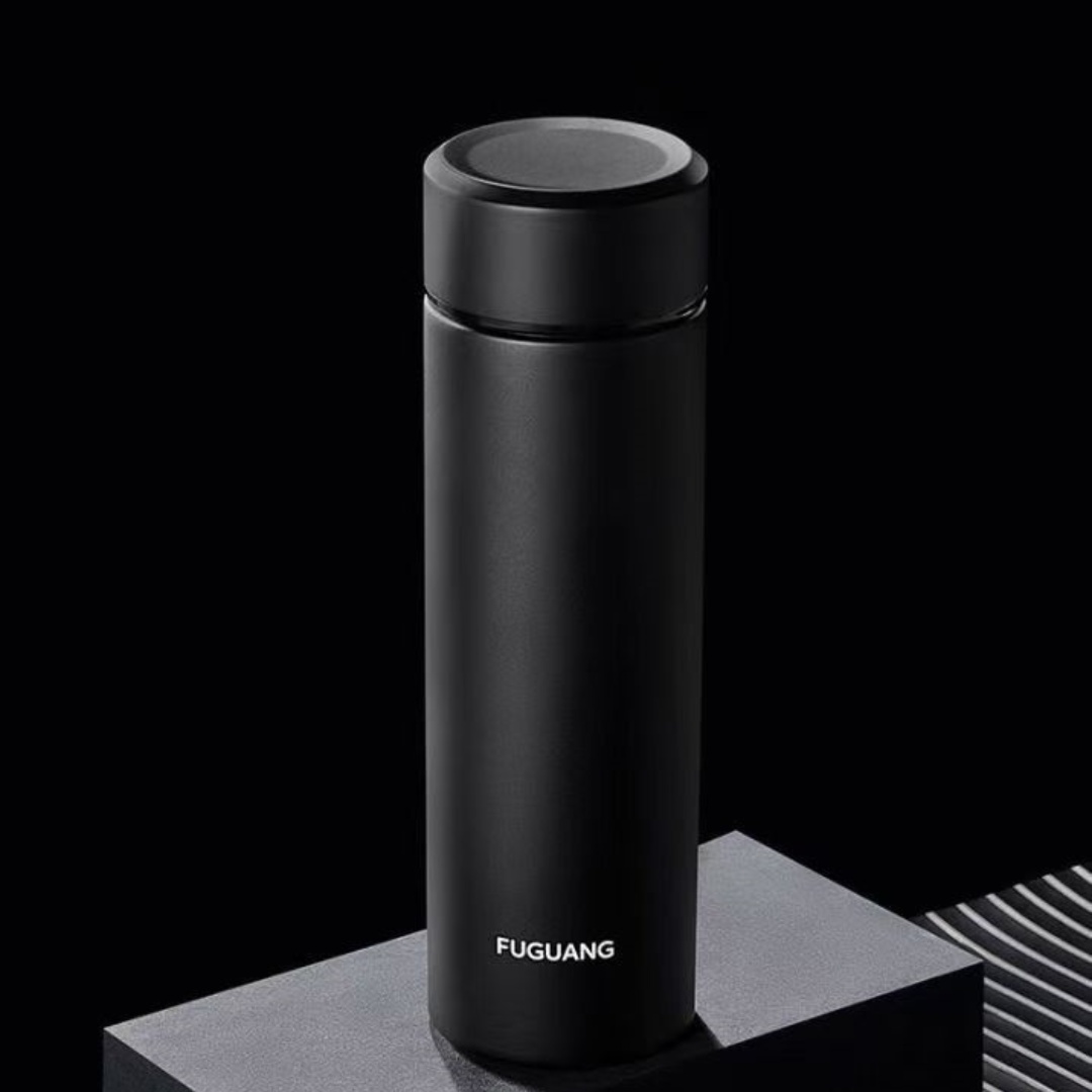 富光真空不锈钢保温杯男女便携简约商务水杯泡茶杯黑色520ml高清大图