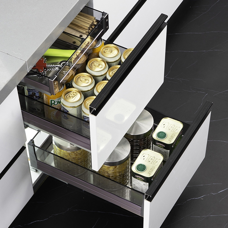 调味拉篮手逗厨房橱柜双层抽屉式收纳分隔工具篮置物调料篮锅碗架