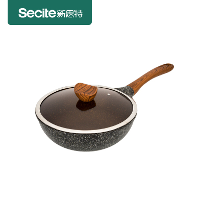 新思特不粘锅3001炒锅家用麦饭石平底炒菜锅无烟电磁炉煤气灶专用