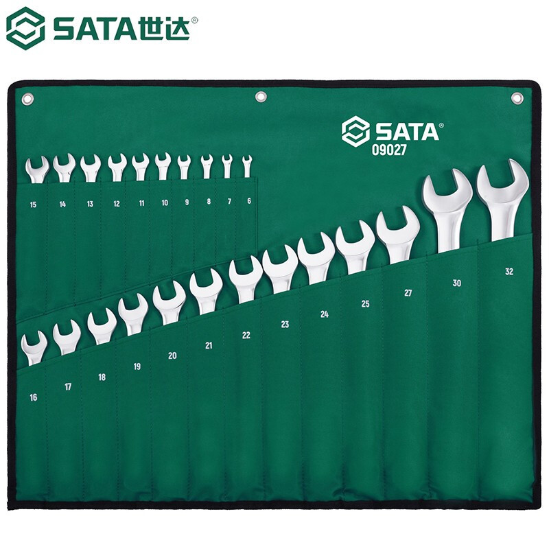 世达(SATA)23件套公制全抛光两用扳手组套(挂袋)09027高清大图