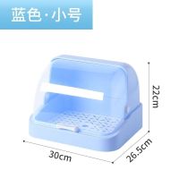 奶瓶收纳箱奶瓶架晾干架婴儿防尘带盖沥水宝宝餐具杯子收纳盒大号 蓝色 小号[长30宽26.5高22厘米]